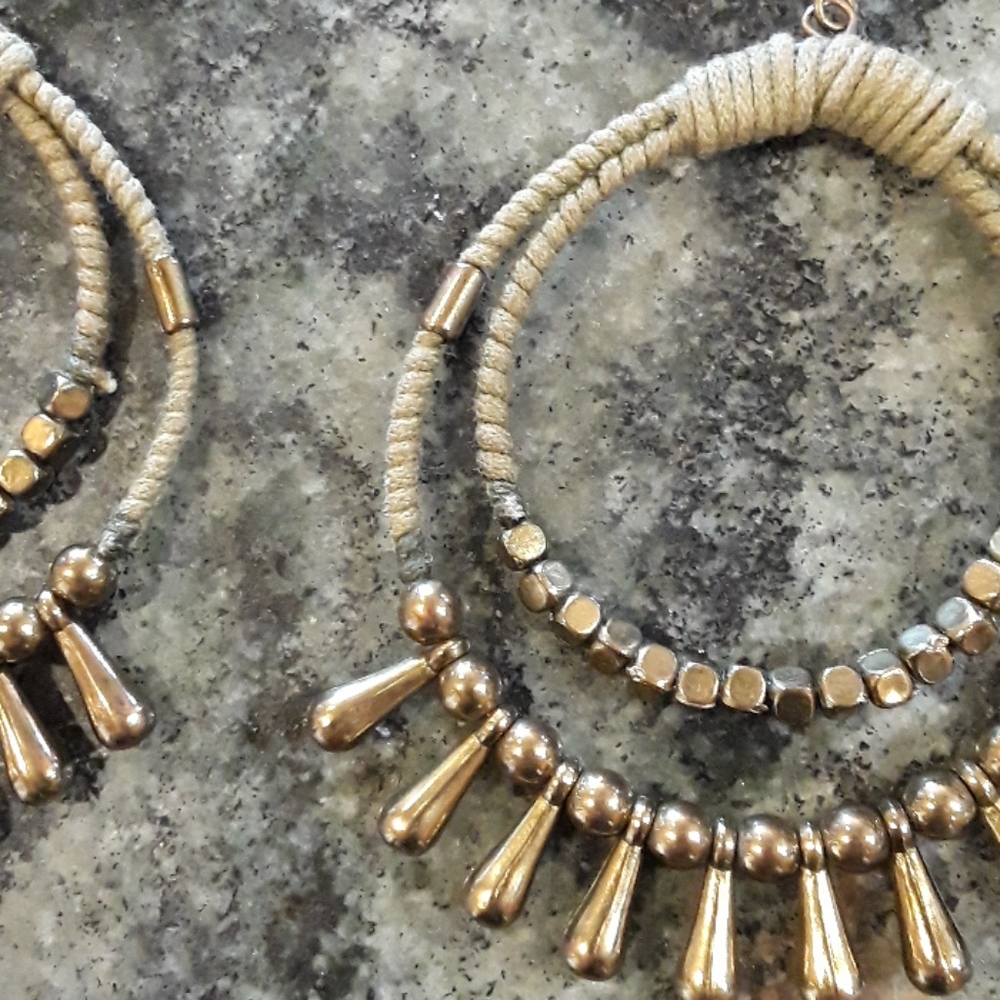 Beaded and wrapped earrings
